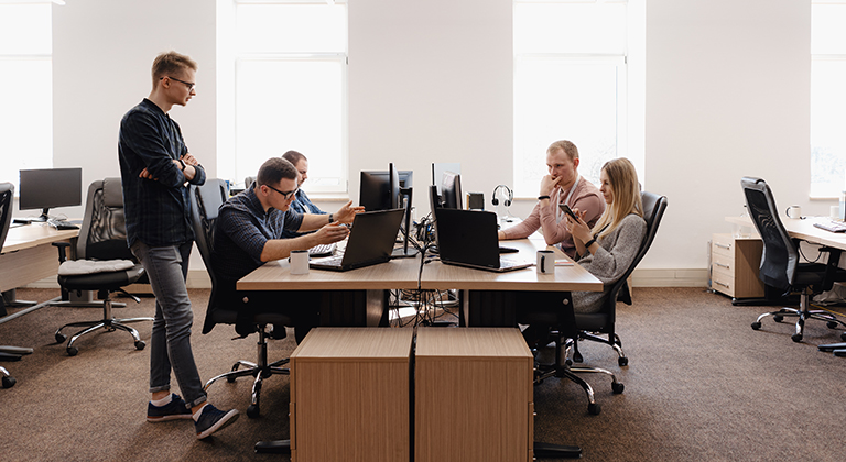 Modern flexible office space equipped for tech startups